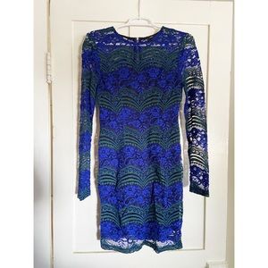 Romeo & Juliet blue/green lace long sleeve dress